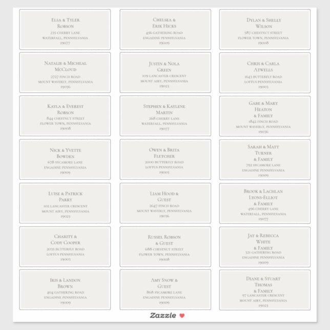 Beige Wedding Guest Address Labels (Sheet)
