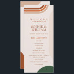 Beige Wedding Program cards, Arch Abstract Boho Programme<br><div class="desc">Modern boho,  double-sided,  program cards with arch shapes. The main colour of the program card is beige,  with arch shapes in dark green,  rust,  and terracotta colours. 
Collection: https://www.zazzle.com/collections/boho_arch_abstract_wedding_collection-119061662657911589</div>