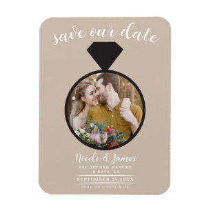 Beige Wedding Ring Photo Save the Date Magnet