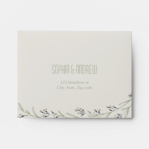 Beige Wedding RSVP Envelope & Rustic Floral Liner