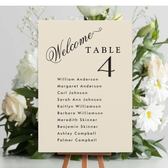 Beige, Wedding Seating Plan Cards with Guest Names (Creator Uploaded)