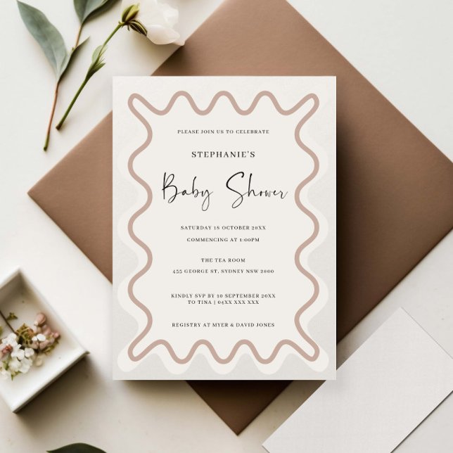 Beige White Border Baby Shower Invitation (Creator Uploaded)