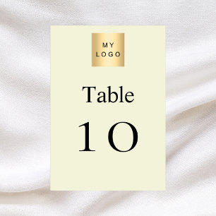 Beige white business logo table number
