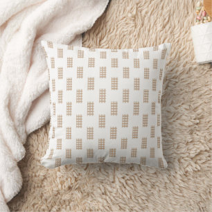 Beige & White Checkered Plaid Throw Pillow Square