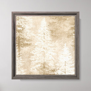 Beige White Christmas Trees Canvas Print