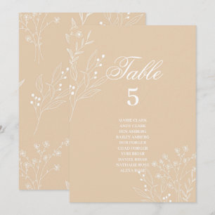 Beige White Corner Floral Boho Seating Charts Invitation