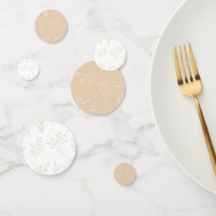 Beige White Corner Floral Boho Wedding Confetti