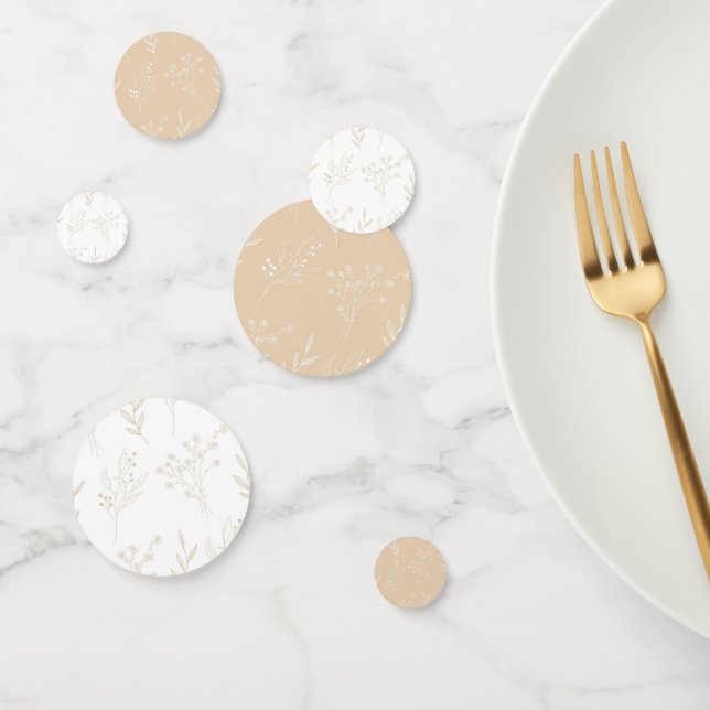 Beige White Corner Floral Boho Wedding Confetti (Group)