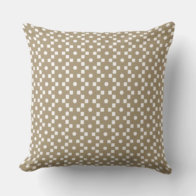 Beige & White Cross Geometric Pattern Cushion (Front)