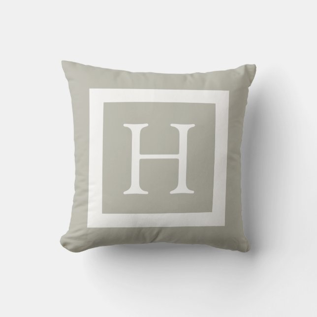 Beige White Custom Monogram Cushion (Front)