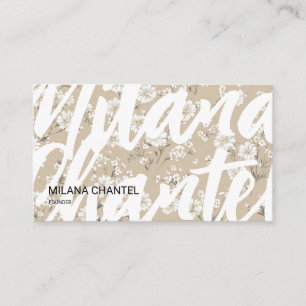 Beige White Daisy Modern Hippie Flower Florist Business Card
