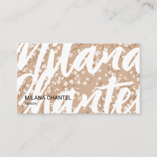 Beige White Daisy Modern Hippie Flower Florist Business Card