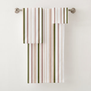 Beige white Green neutral bathroom coastal Bath Towel Set