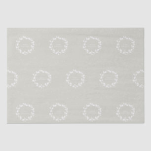 Beige + White Merry Christmas Holly Wreath Tissue Paper