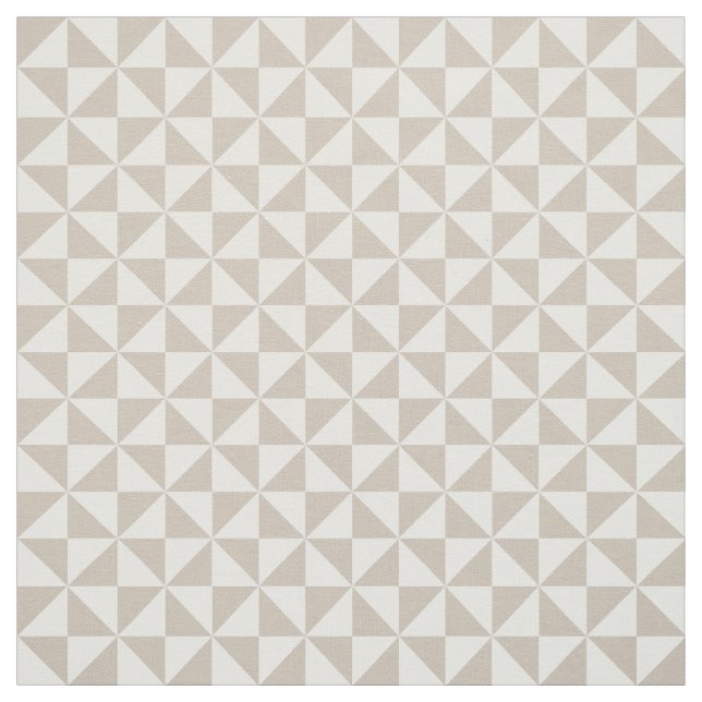 Beige White Modern Triangles Pattern Fabric (Swatch)
