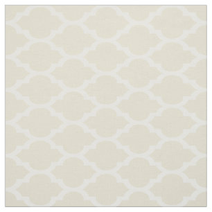 Beige, White Moroccan Quatrefoil Pattern #4 Fabric