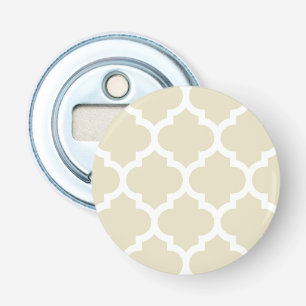 Beige White Moroccan Quatrefoil Pattern #5 Bottle Opener