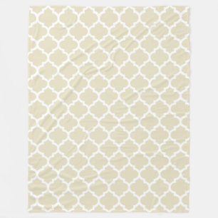 Beige White Moroccan Quatrefoil Pattern #5 Fleece Blanket