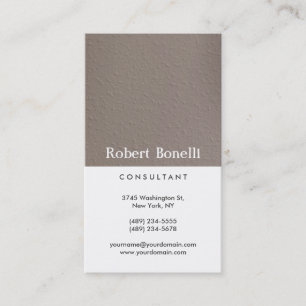 Beige White Plain Modern Consultant Business Card