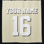 Beige White Sports Jersey Team Jersey Shower Curtain<br><div class="desc">Preppy Solid Colour Team Jersey / Sports Jersey / Football Jersey / Rugby Jersey with Custom Name Customise this with your own name or team name and a number. You can change the size, colour and placement of the text if you need to make changes, change the colour of or...</div>