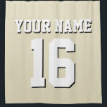 Beige White Sports Jersey Team Jersey Shower Curtain<br><div class="desc">Preppy Solid Colour Team Jersey / Sports Jersey / Football Jersey / Rugby Jersey with Custom Name Customise this with your own name or team name and a number. You can change the size, colour and placement of the text if you need to make changes, change the colour of or...</div>