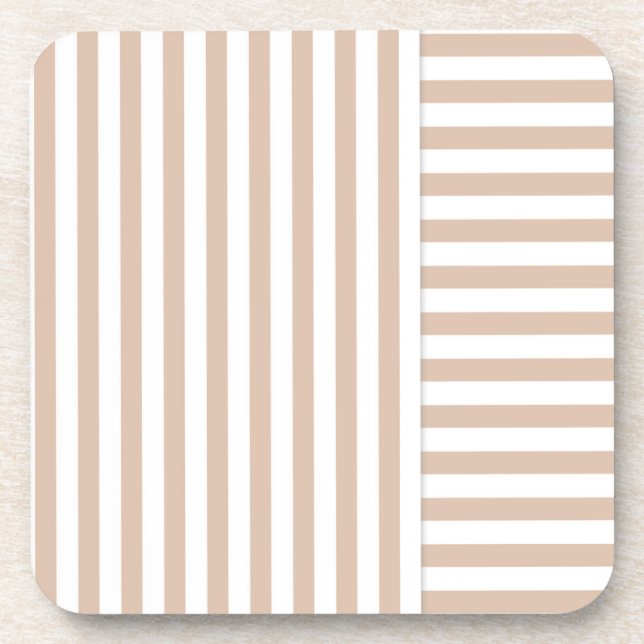 beige white stripe pattern coaster (Front)