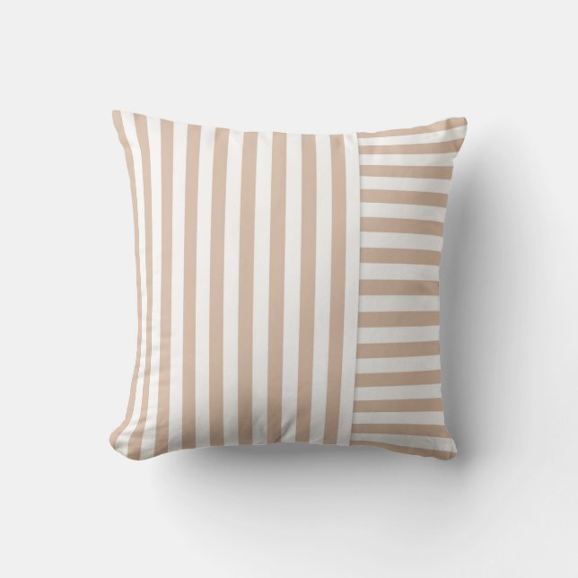 beige white stripe pattern cushion (Front)