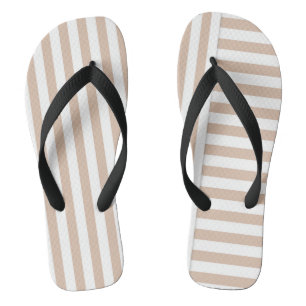 beige white stripe pattern jandals