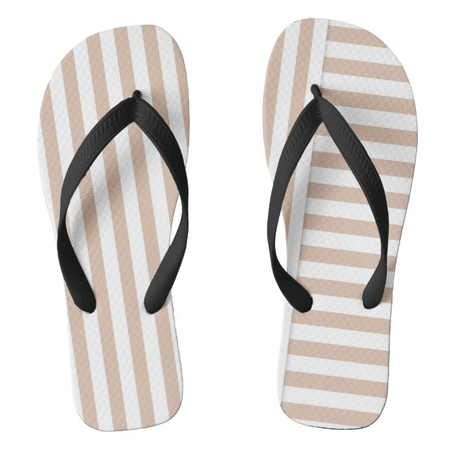 beige white stripe pattern jandals (Footbed)