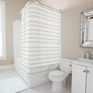 Beige & White Stripe Shower Curtain
