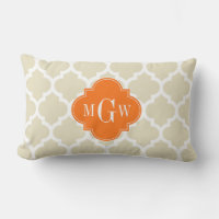Beige, Wht Moroccan #5 Pumpkin 3 Initial Monogram