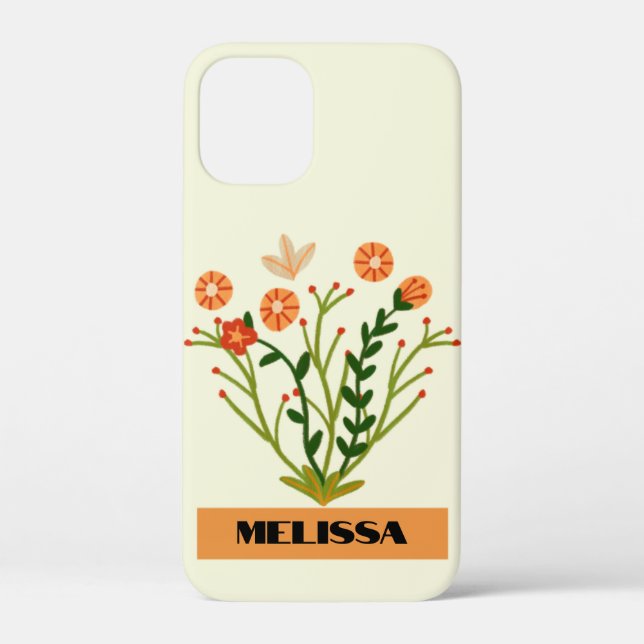 Beige Wildflowers Minimal Black Modern Typography  Case-Mate iPhone Case (Back)