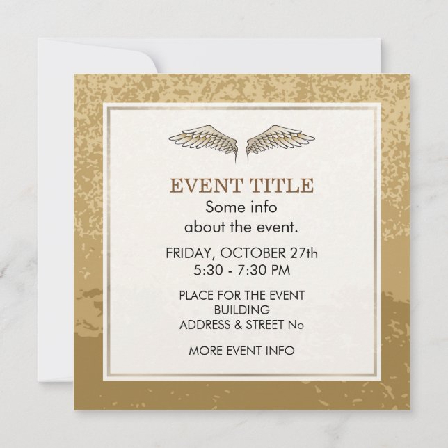 Beige wings invitation (Back)