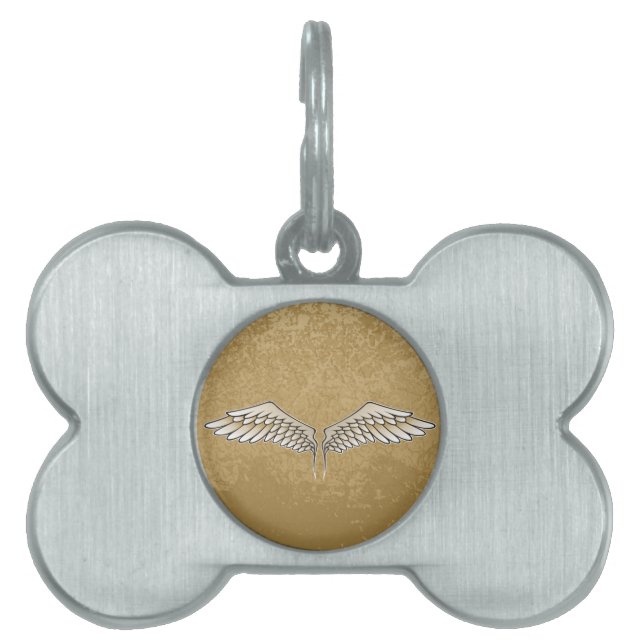 Beige wings pet ID tag (Front)