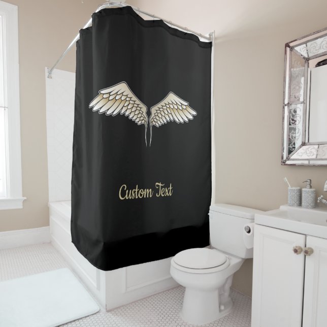 Beige Wings Shower Curtain (In Situ)