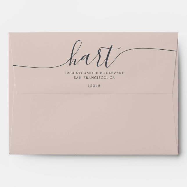 Beige with Black Script Return Address Envelope (Back (Top Flap))