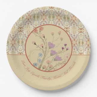 Beige With Pink Paper Plate