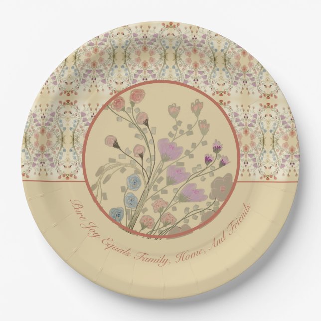 Beige With Pink Paper Plate (Front)