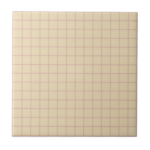 Beige with Pink & Purple Chequered Pattern Retro Tile