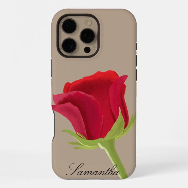 Beige with red rose iPhone case (Back)