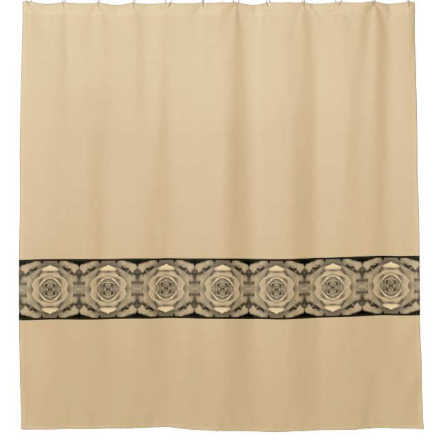 Beige With Stripe Accent Shower Curtain (Front)
