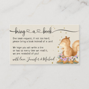 Beige Woodland Squirrel Books for Baby Enclosure Card