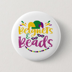 Beignets & Beads Funny Mardi Gras Carnival Gift 6 Cm Round Badge