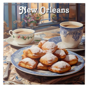 Beignets New Orleans Baked Sweet Treat Kitchen Tile