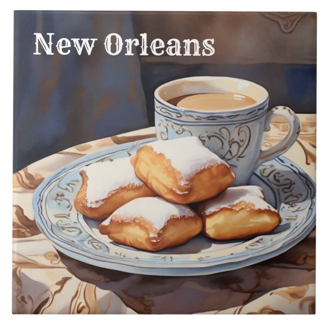 Beignets New Orleans Cuisine Baked Dessert Kitchen Tile (Front)