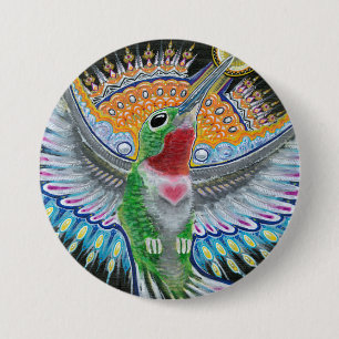 Beija Flor ("Flower Kisser") Hummingbird Painting 7.5 Cm Round Badge
