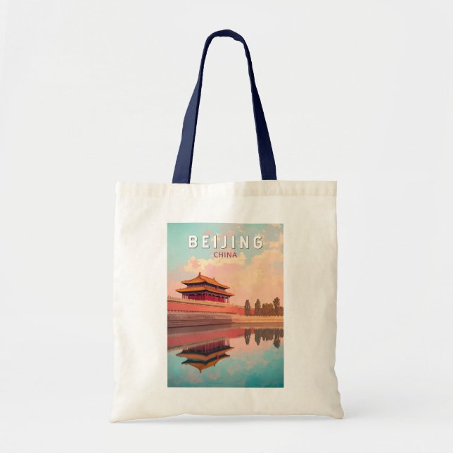 Beijing China Illustration Travel Art Vintage Tote Bag (Front)