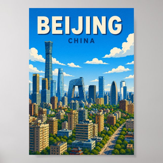 Beijing China Skyline Modern Cityscape Poster (Front)