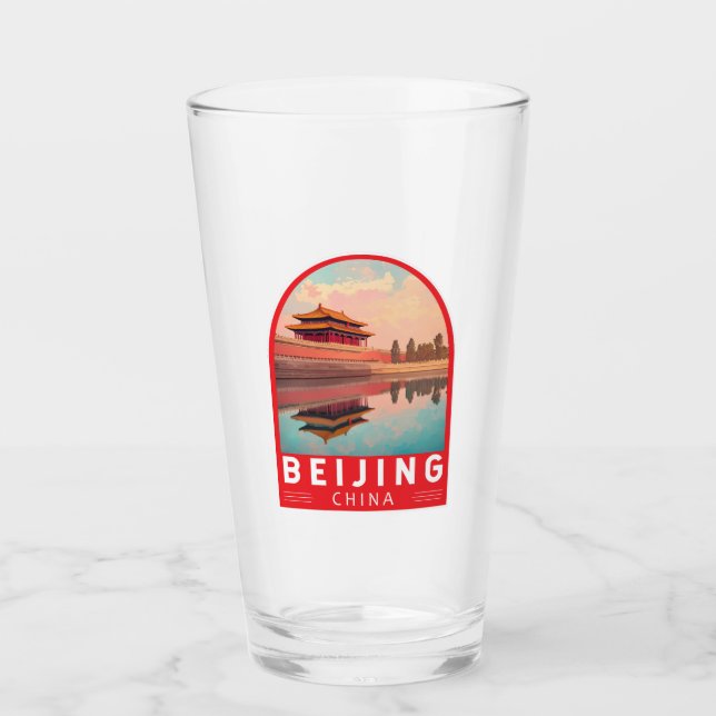 Beijing China Travel Art Emblem Glass (Front)