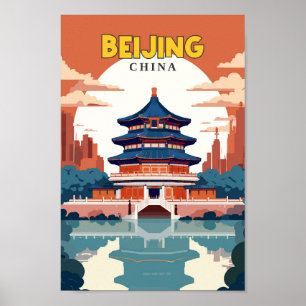 Beijing China Travel Art Vintage Poster